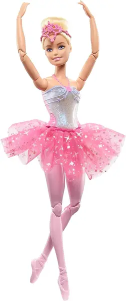 Barbie Poupée Mannequin Dreamtopia Ballerine Lumières Scintillantes, blonde articulée, avec lumière, diadème et tutu rose, Jouet Enfant, Dès 3 ans, HLC25