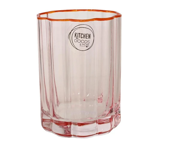 Gobelet en verre rose Fleur - Ø 7,9 x H 9,9 cm