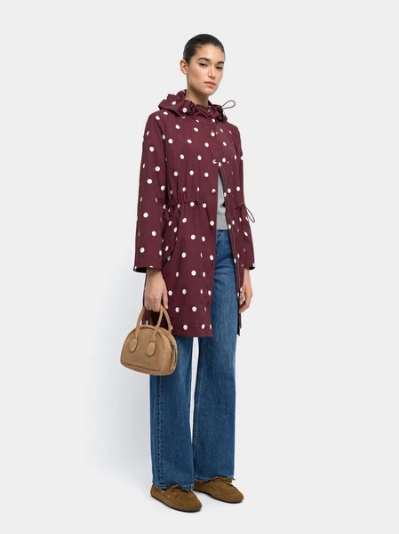 Parka à pois avec capuche Bordeaux | Parfois France