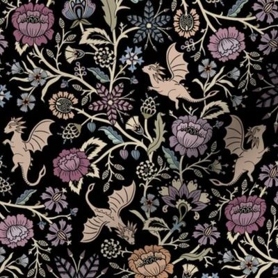 Pollinator dragons - traditional fantasy Fabric | Spoonflower