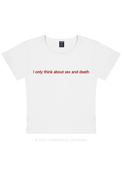 Think About Death Y2K Baby Tee Cherrykitten