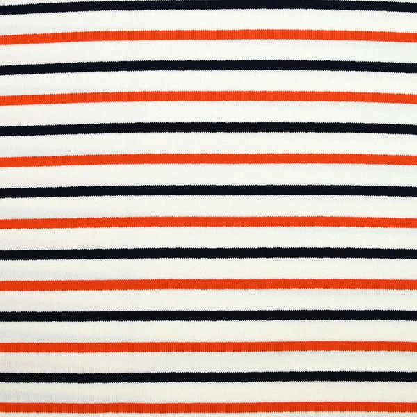Jersey de coton rayé marine et orange fond blanc