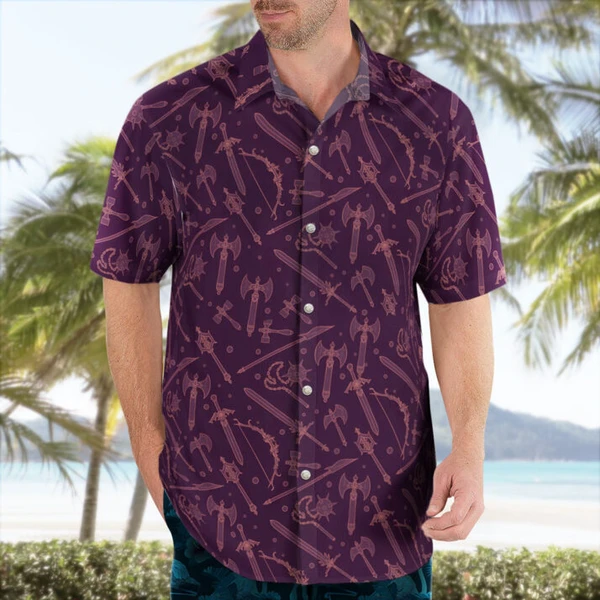 DnD Weapon Hawaiian Shirt - Medieval Fantasy Style