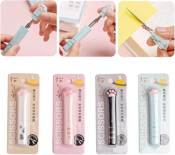 Mini ciseaux multifonctionnels portables fonctionnels ciseaux de couture ciseaux de couture joli motif pattes de chat pour projets d'artisanat d'art