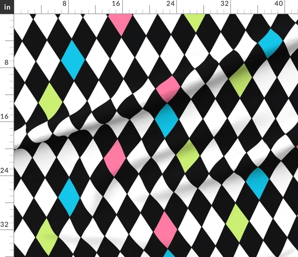 Harlequin Diamonds ~ Neon Fabric | Spoonflower