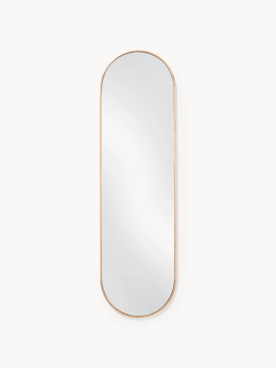 Miroir ovale de corps entier avec cadre en chêne Avery