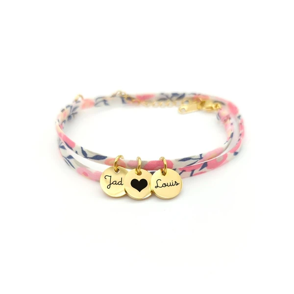 Personalized liberty cord bracelet, Mom bracelet, Godmother gift, Grandma, Birth gift, Bridesmaid jewelry