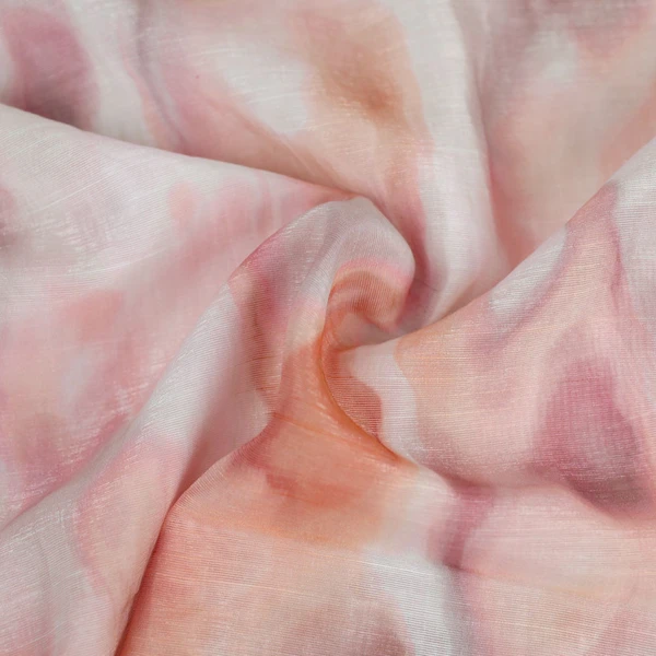 Tissu voile de viscose tramé Tie and dye rosé | Tissu pour couture d'habits fluide de poids léger