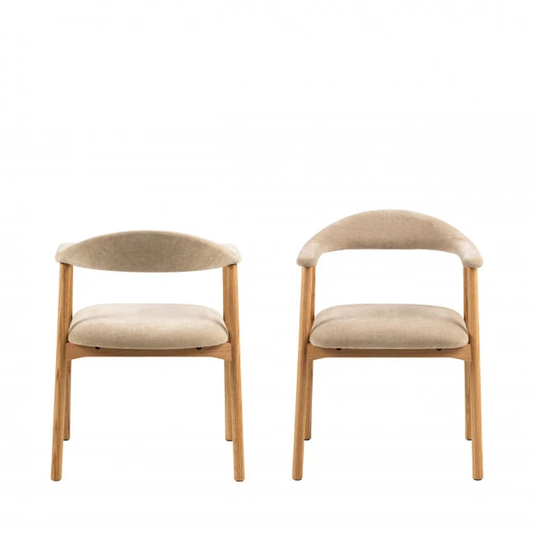 Lot de 2 fauteuils de table en tissu et bois - ANABATE | Drawer