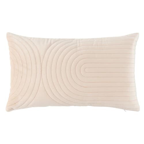Coussin en velours beige motifs brodés 30x50 | Maisons du Monde