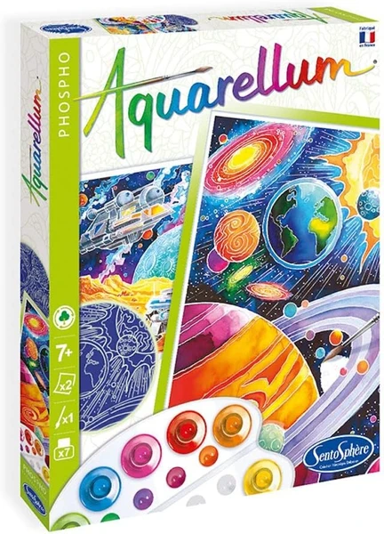 SentoSphère - AQUARELLUM PHOSPHO - COSMOS - Kit peinture - Peinture Aquarellable Magique - A partir de 7 ans - fabriqué en France