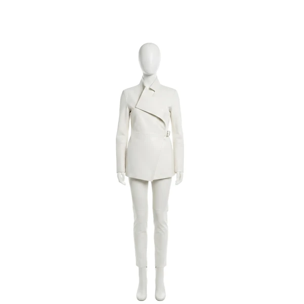 Women's Leather Suit – Asymmetrical Jacket & Slim Pants, Avant Garde Fashion