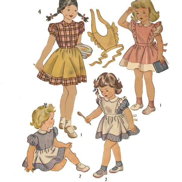 PDF - Modèle des années 1940, Ensemble robe et bavoir style Alice au pays des merveilles pour fille - Poitrine 23" (58,4 cm) - Imprimez instantanément à la maison