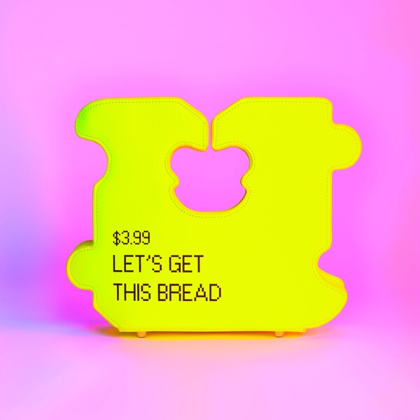 STUDIOCULT Yellow Vegan Leather Bread Tag Bag Novelty Purse Unique bag