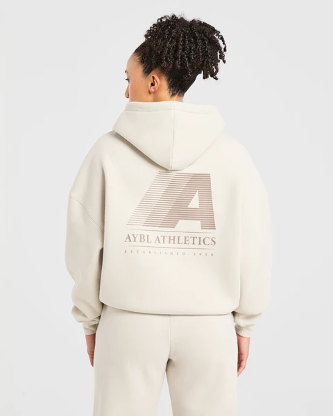 Retro Athletics Oversized Hoodie - Sand