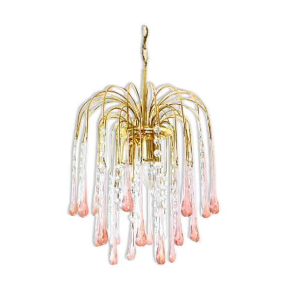 Lustre en verre lacrymal de Murano, Paolo Venini Italia | Selency