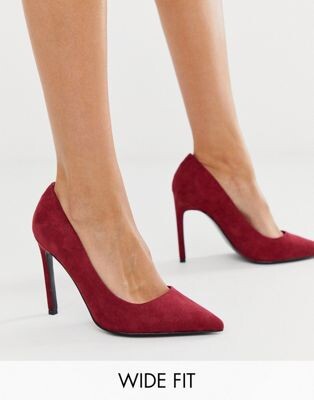 Porto pointed high heeled court shoes in burgundy
