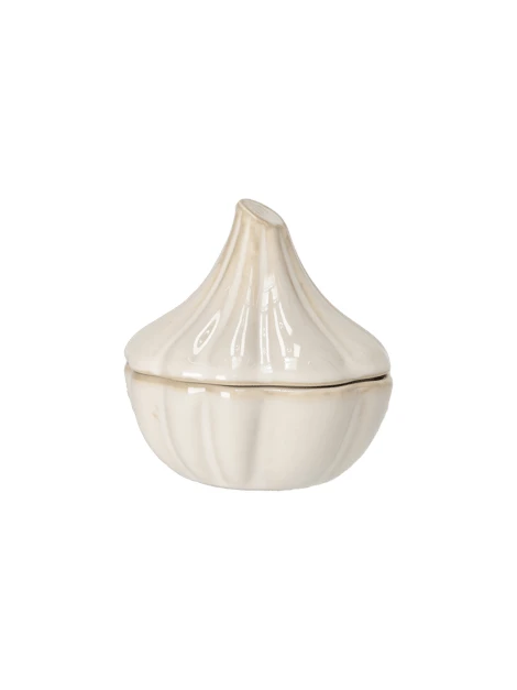 Bocal de conservation pour ail avec couvercle | Grès. 8,3 x 9 x 9 cm. | Off White