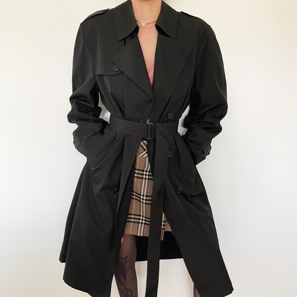 Christian Dior Vintage Black Oversized Trench Coat (S-L) — sororité.
