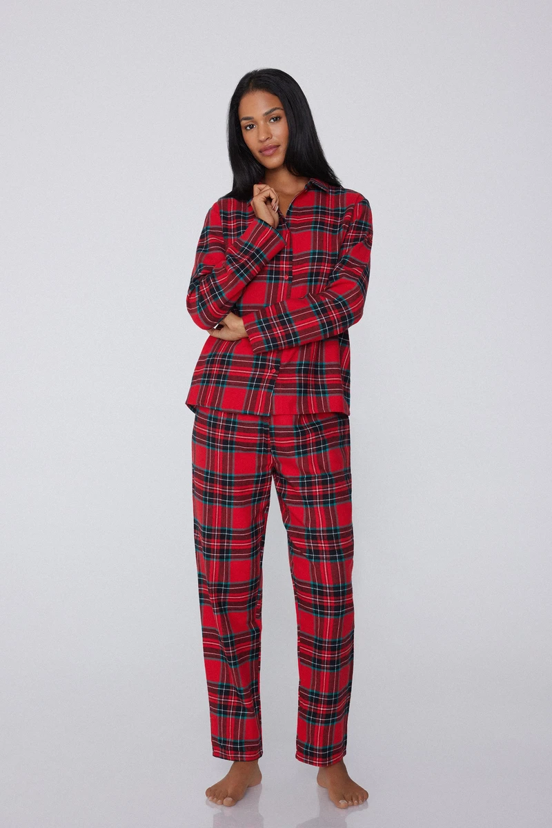 Pyjama Long Ouvert Flanelle Écossaise