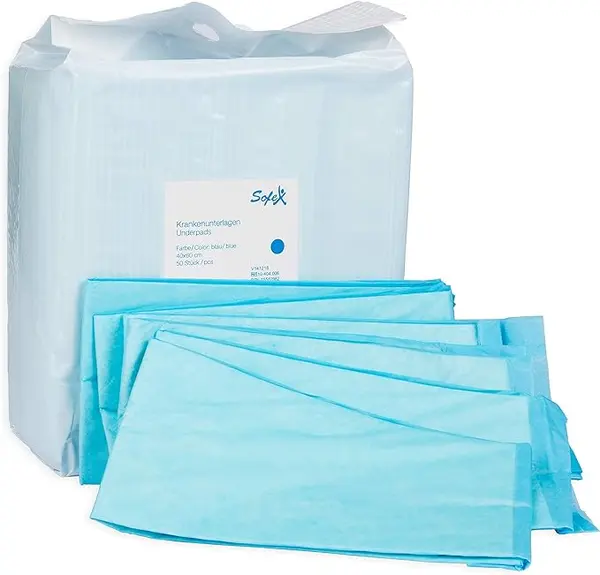 Alèses jetables 50 pièces 60x90cm bleu 6 plis, absorbance, Alèses de protection de literie