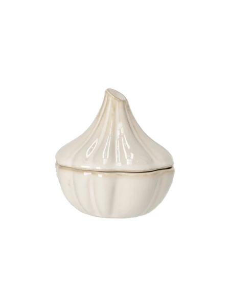 Bocal de conservation pour ail avec couvercle | Grès. 8,3 x 9 x 9 cm. | Off White