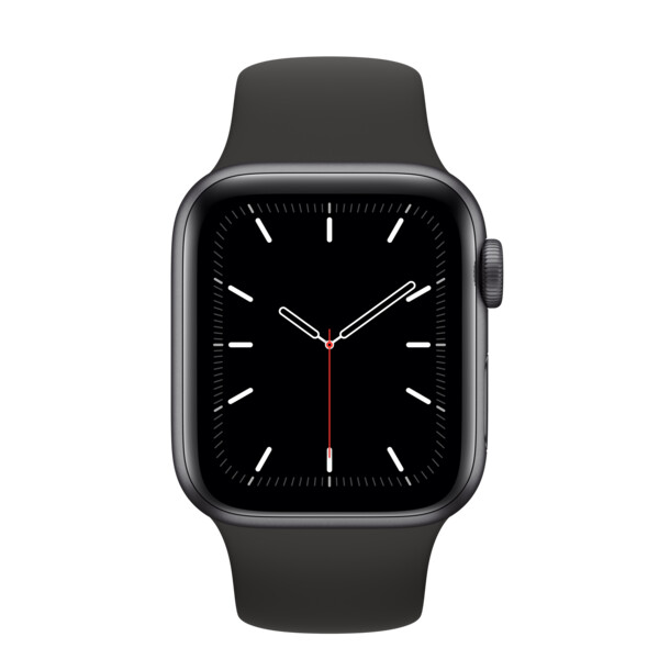 Apple Watch Series 5 GPS, Boîtier en aluminium gris sidéral de 40 mm, Bracelet Sport noir - Regular