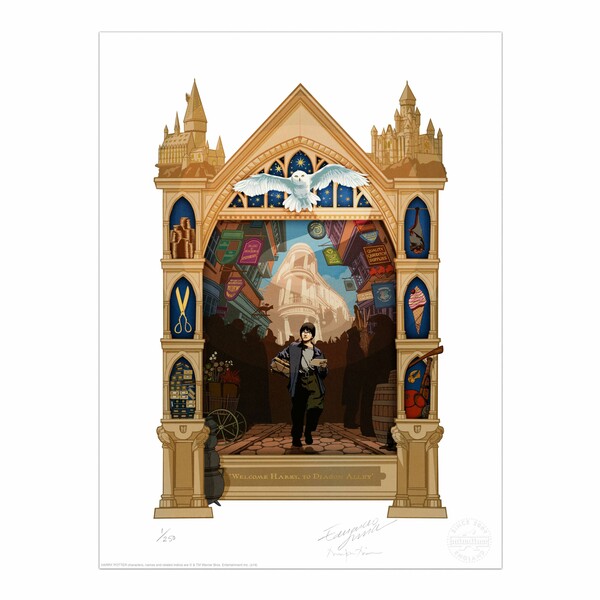 ‘Welcome Harry, to Diagon Alley' - Magical Moments - Harry Potter Graphic Art - MinaLima