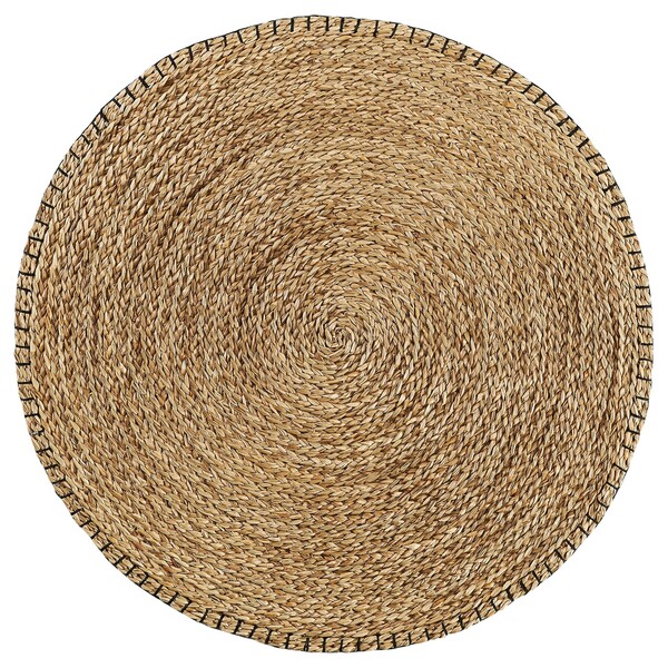 KYSING Tapis, tressé - jonc de mer /noir 74 cm