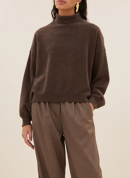 PULL AMPLE COL ROULé UNI EN LAINE BISCUIT BY BAR - FEMME | Place des Tendances