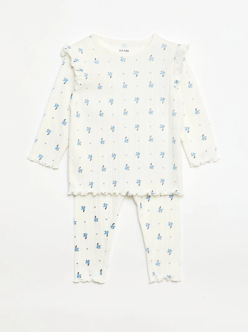 Ensemble pyjama en maille pointelle - 2 pièces