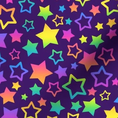 90s rainbow stars LARGE Fabric | Spoonflower