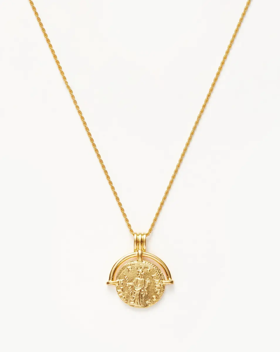 Lucy Williams Medium Engravable Roman Arc Coin Necklace | 18ct Gold Plated