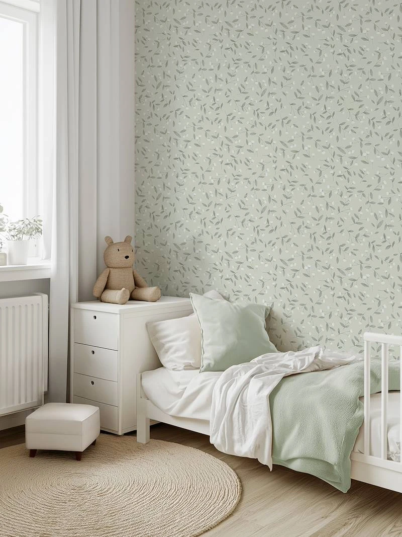 Papier peint Jolis bourgeons vert - Lilipinso