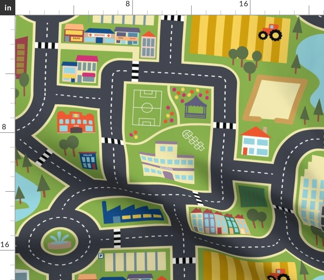 Custom FQ Town & Country Play Mat Fabric | Spoonflower