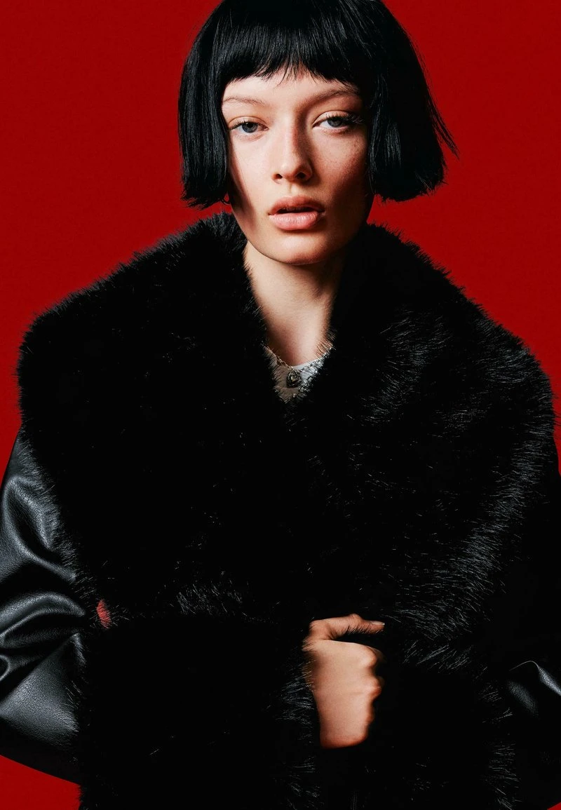 EFFECT WITH CONTRAST - Manteau classique - black