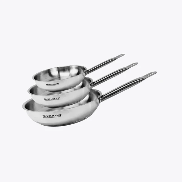 Lot de 3 Poêles en Inox Eterna