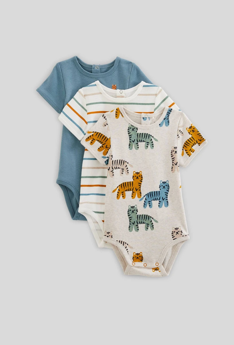Lot de 3 bodies manches courtes imprimés en coton BIO