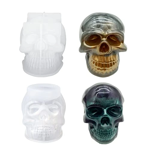 WYAHYQ 2Pièces Moules en Silicone résine époxy Halloween Fabrication de Bougies Moules à Bougies Moulage pour Sculpture Forme de crâne