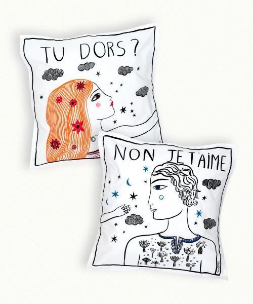 2 Taies d' oreiller Tu dors ?