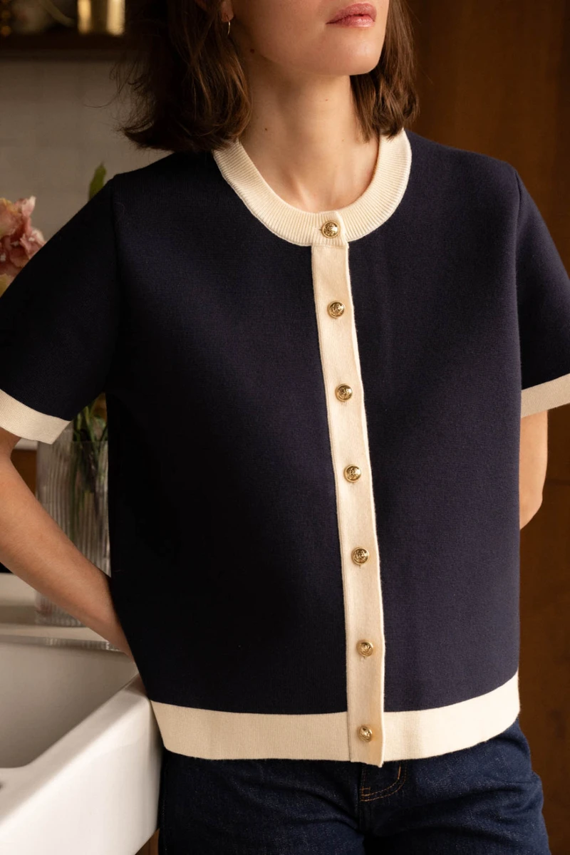 Gilet Sans Manches Au Style Marin - Marine - Boutique Libertie