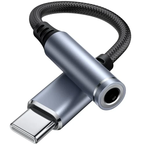 Yisica Adaptateur de Prise de Casque à 3,5mm, Adaptateur Jack USB Type C pour iPhone 16 15 Pro Max Plus, Type C vers Audio pour Galaxy S24 S23 Ultra Note 20 A54, pour Huawei P50 P40/Mate 30 (Gris)