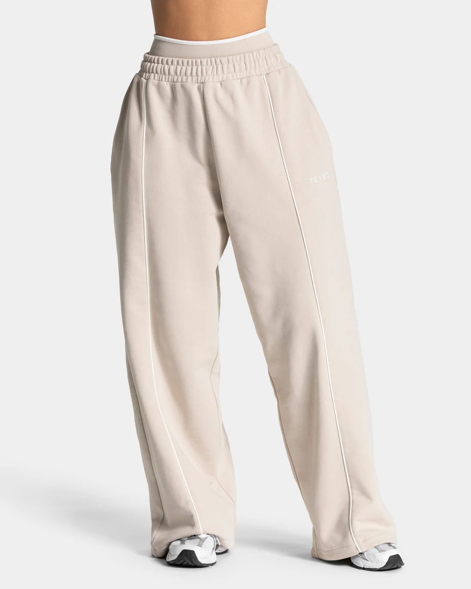 Pantalon de jogging Wide Leg Contrastline « Cream »