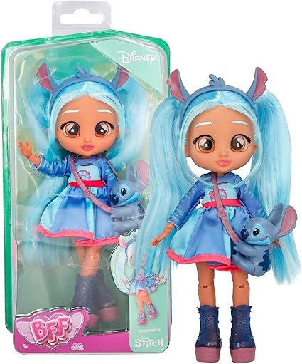 BFF BY CRY BABIES Disney Stitch, Poupée BFF Habillée à l'style de Stitch, Jouet Cadeau pour Filles et Garçons de 3 Ans et Plus