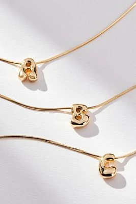 Gold-Plated Mini Bubble Letter Monogram Necklace