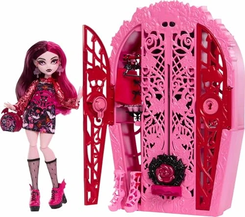 Monster High Coffret Monstrueux Secrets Énigmes du jardin avec poupée Draculaura, dressing et plus de 19 surprises pour l’heure du goûter, dont des vêtements pour poupée, HYT72