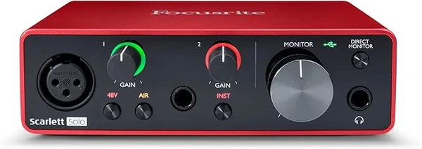 Focusrite Scarlett Solo 3rd generation USB audio interface for guitarists, singers and directors with all the software you need to record
