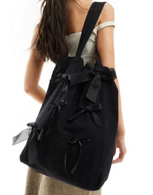 Sister Jane - Tote bag à bandoulière orné de nœuds - Noir