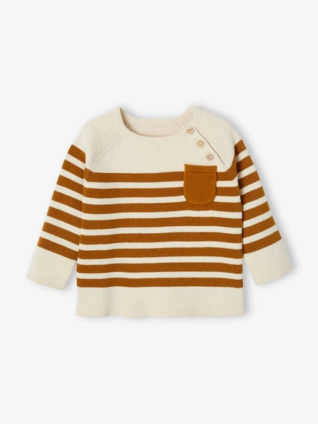 Pull marinière caramel rayé - Vertbaudet