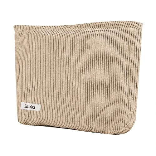 Petite Pochette Maquillage Trousse de Maquillage Tissu Sac à Cosmétiques à Glissière Sacs à Main Portables pour Femmes Trousse de Toilette Voyage Imperméable pour Port Quotidien,Stockage-Abricot
